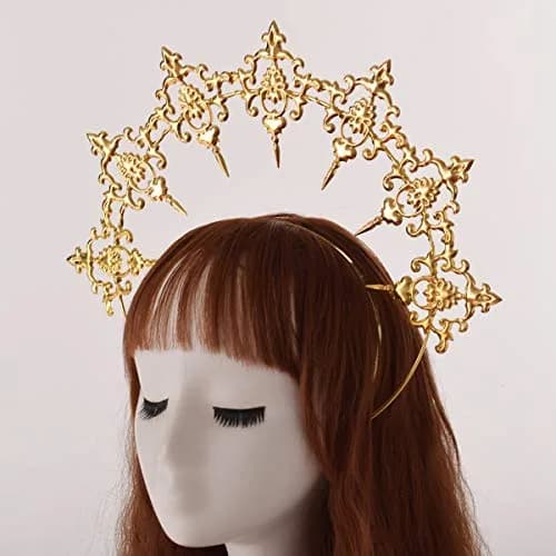 BLESSUME Halo Crown Mary Goddess Headband Women Halloween Costume Headpiece (Gold 1) | Elegant Costume Accessory for Women thumbnail 3