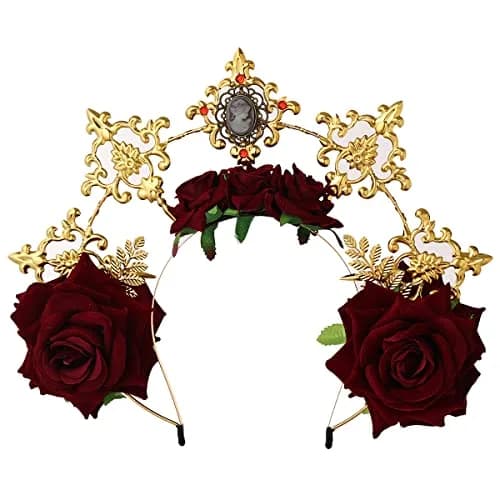 BLESSUME Halo Crown Mary Goddess Headband Gold and Red | Costume Headpiece for Women (1 Count) thumbnail 1