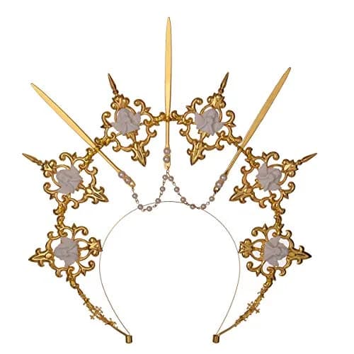 BLESSUME Halo Crown Mary Goddess Headband Gold 9 | Costume Headpiece for Women thumbnail 1