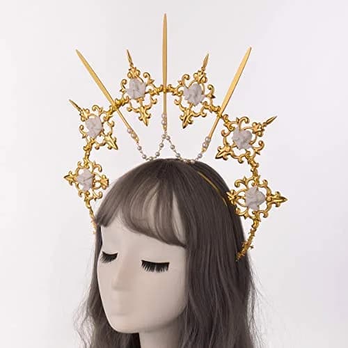 BLESSUME Halo Crown Mary Goddess Headband Gold 9 | Costume Headpiece for Women thumbnail 4