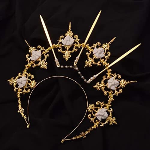 BLESSUME Halo Crown Mary Goddess Headband Gold 9 | Costume Headpiece for Women thumbnail 5