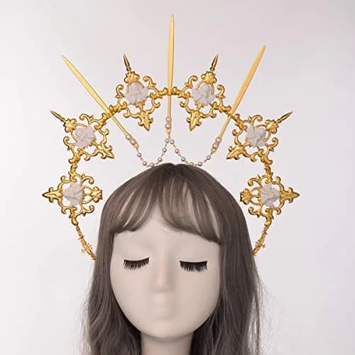 BLESSUME Halo Crown Mary Goddess Headband Gold 9 | Costume Headpiece for Women thumbnail 2