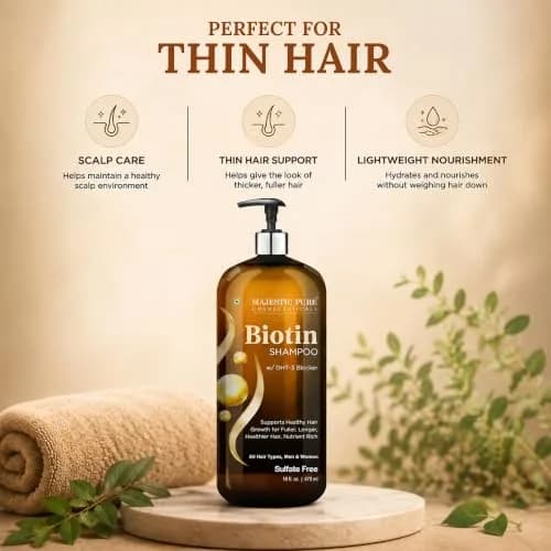 Majestic Pure Biotin Shampoo Sulfate & Paraben Free - 16 Fl Oz (473ml) | Promotes Fuller, Longer, Healthier Hair thumbnail 7