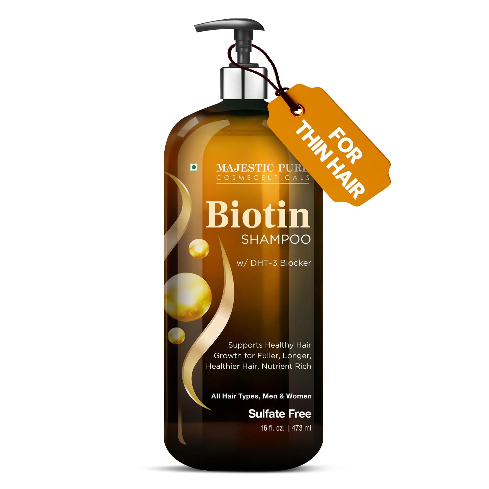 Majestic Pure Biotin Shampoo Sulfate & Paraben Free - 16 Fl Oz (473ml) | Promotes Fuller, Longer, Healthier Hair