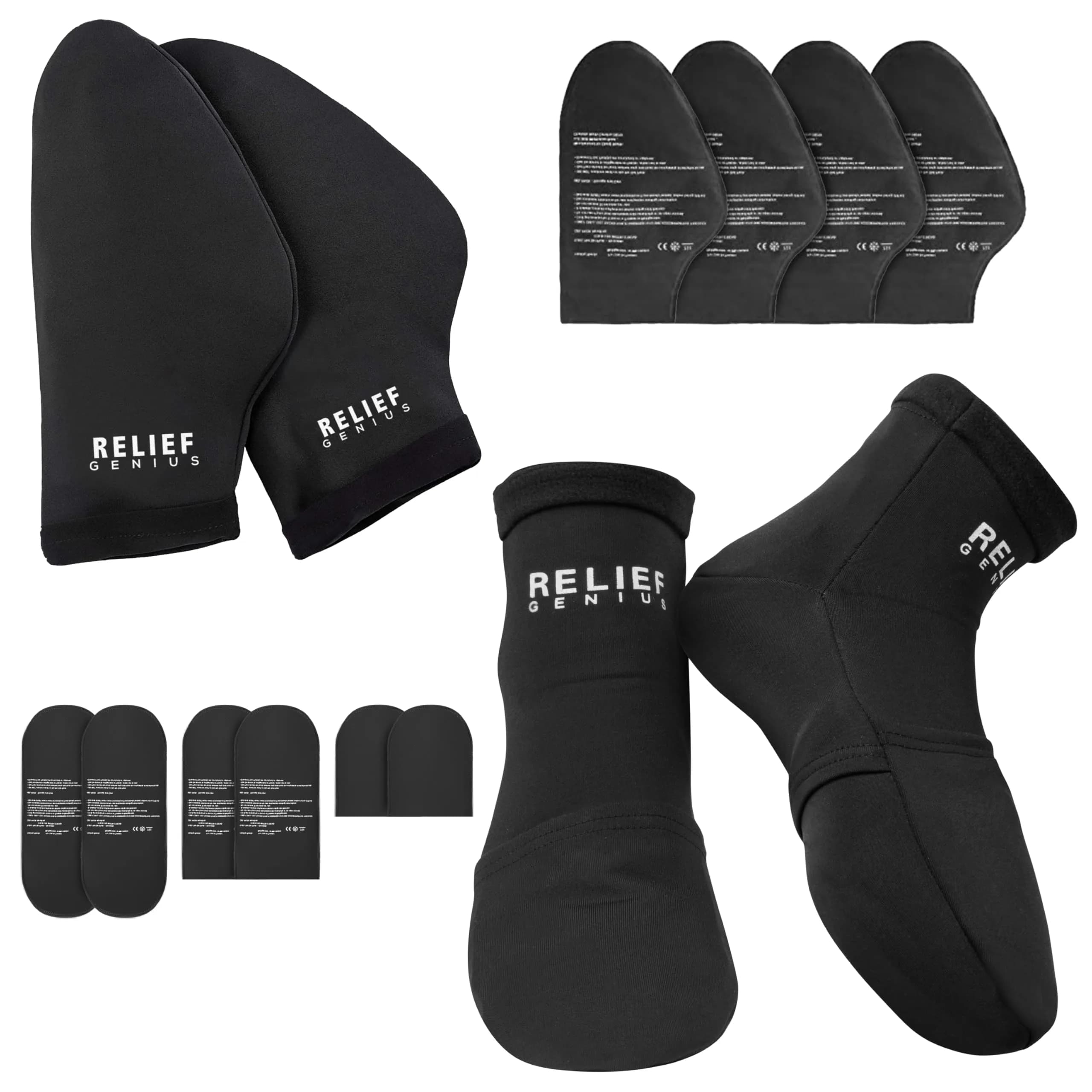 CTR BAND Relief Genius Cold Therapy Socks with 6 Gel Packs - Small/Medium | Full Foot Coverage for Pain & Swelling Relief — Blue Socks Pair / Large