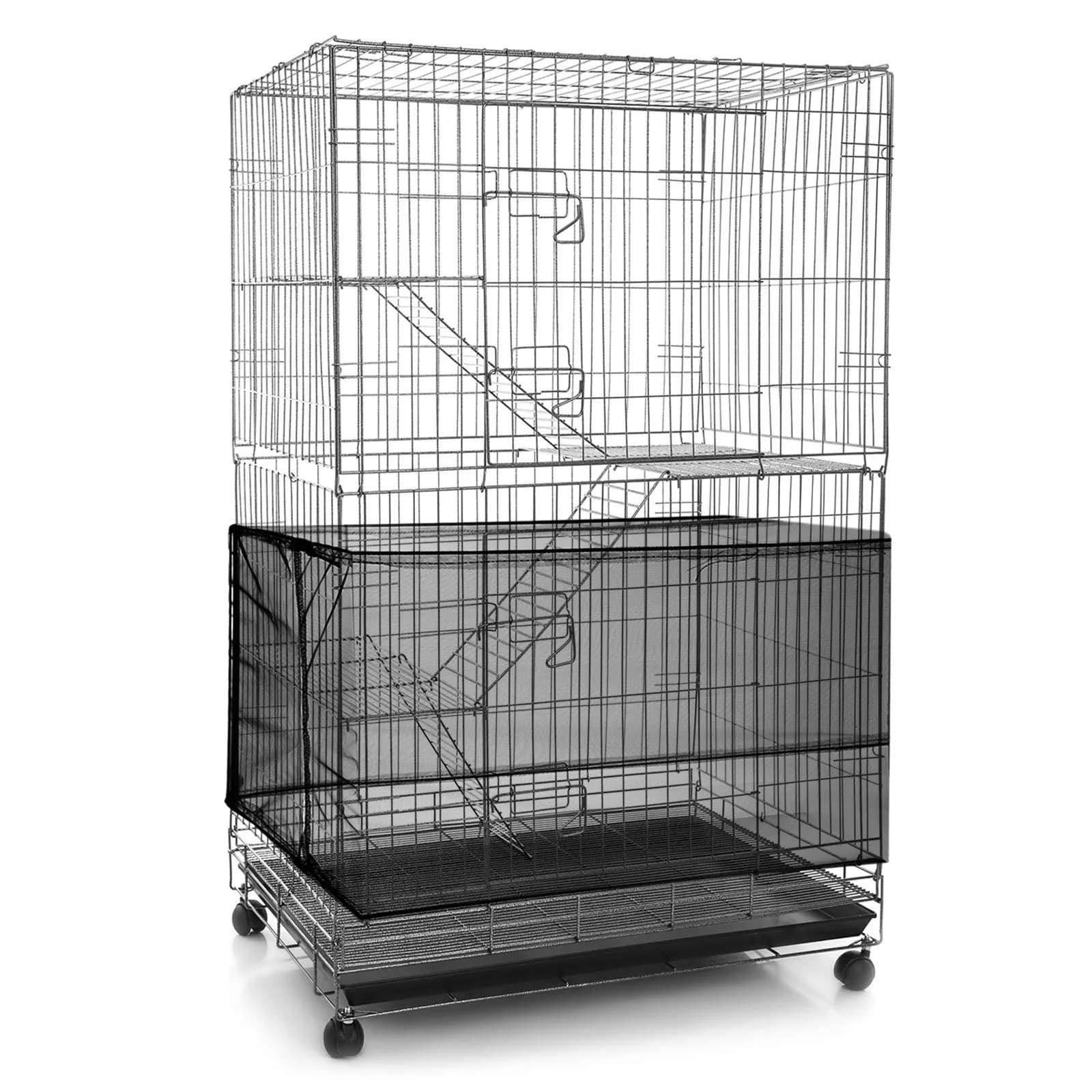 Shappy Black Bird Cage Net Cover Seed Catcher 152 x 100 cm | Breathable Mesh for Cleanliness — Black / 118 x 15 Inch/ 300 x 37 cm