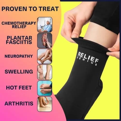 CTR BAND Relief Genius Cold Therapy Socks with Reusable Gel Ice Packs, Small/Medium (Blue) | Full Foot Coverage for Pain Relief thumbnail 3