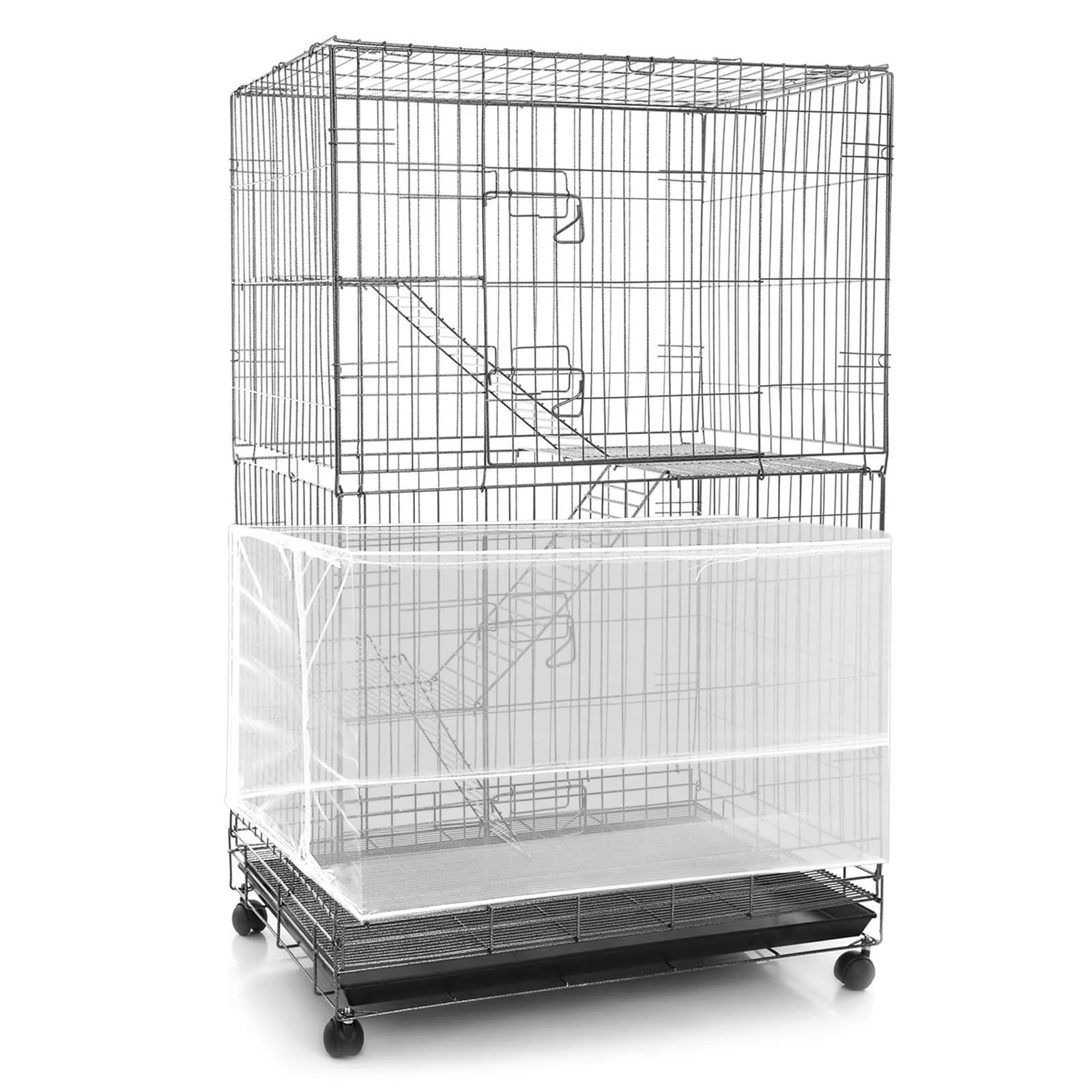 Shappy Black Bird Cage Net Cover Seed Catcher 152 x 100 cm | Breathable Mesh for Cleanliness — White / 118 x 15 Inch/ 300 x 37 cm