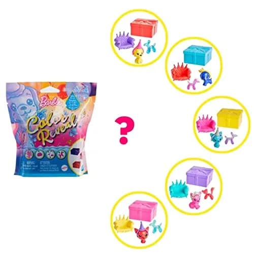 Barbie Color Reveal Pet, Party Series | Blue Metallic Coating & 5 Surprises, Kid-Friendly thumbnail 2