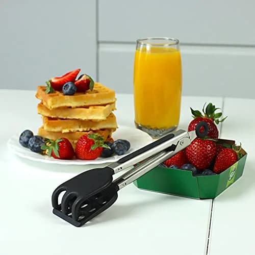 StarBlue Mini Waffle Tongs 8 Inches (20.3 cm) | Heat-Resistant Silicone & Nylon Serving Tongs with Lock thumbnail 5