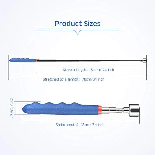 Patelai Telescoping Magnetic Pickup Tool, Blue | 20 lb Magnetic Force, 30 inch Extendable Stick for Home & Workshop thumbnail 2