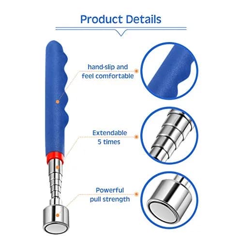Patelai Telescoping Magnetic Pickup Tool, Blue | 20 lb Magnetic Force, 30 inch Extendable Stick for Home & Workshop thumbnail 3