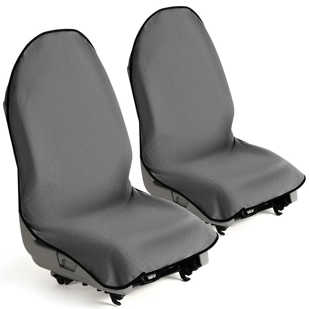 lebogner Waterproof Sweat Towel Car Seat Cover for Gym, Running, Swimming, Beach, Hiking | Universal Fit Anti-Slip Bucket Seat Protector (Black, 1-Pack) — Grey