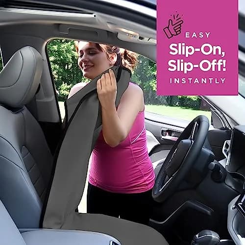 lebogner Grey 2 Pack Car Seat Towel Cover Universal Fit | Protects Seats from Sweat, Dirt, and Pet Hair thumbnail 4