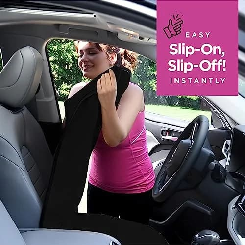 lebogner Black 2 Pack Universal Fit Car Seat Towel Cover | Protects Seats from Sweat, Dirt & Pet Hair thumbnail 4
