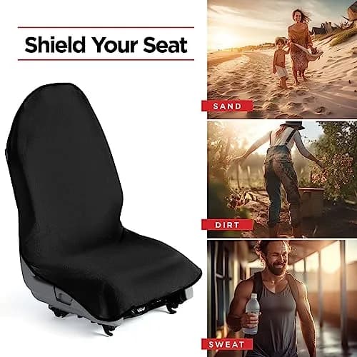 lebogner Black 2 Pack Universal Fit Car Seat Towel Cover | Protects Seats from Sweat, Dirt & Pet Hair thumbnail 6