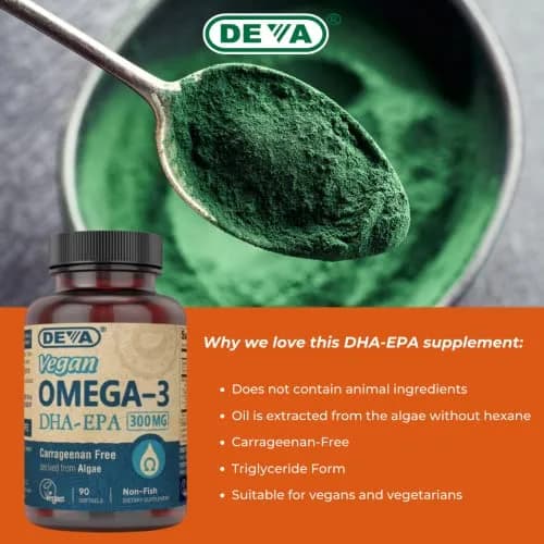 DEVA Vegan Omega-3 DHA-EPA 300MG 180 Count (Pack of 2) | Algae-Derived Essential Fatty Acids thumbnail 7