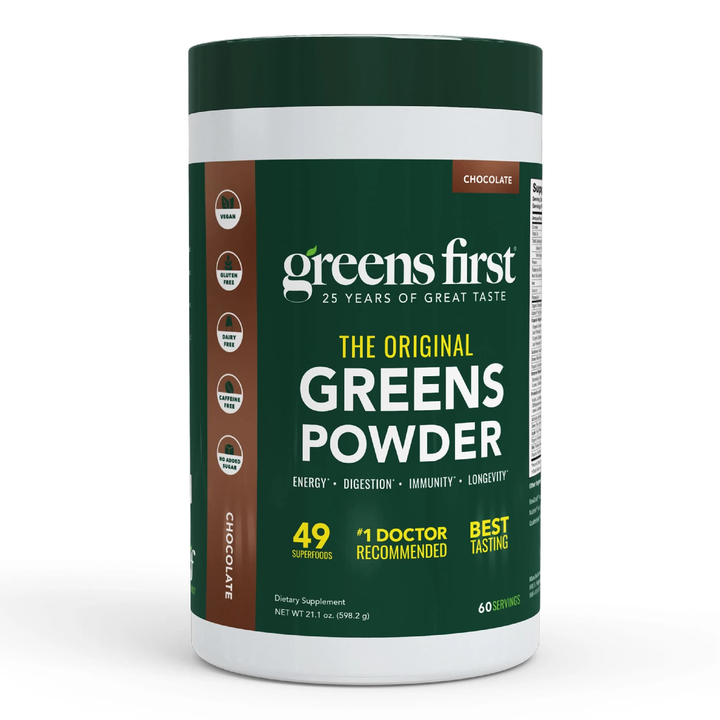 Greens First Original Greens Powder, Mint, 8.96 Ounce (Pack of 1) | 49 Superfoods & Digestive Support — 1.32 Pound