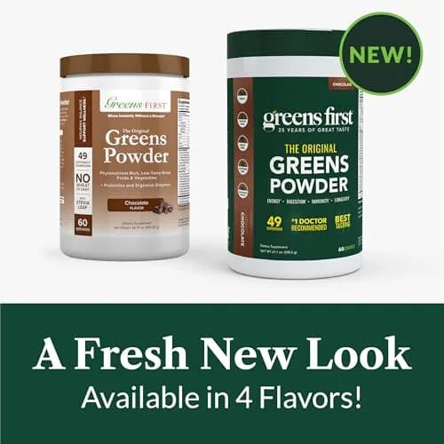 Greens First Original Greens Powder - 49 Superfoods - Organic Fruits & Veggies - Probiotics & Digestive Enzymes - Antioxidant Smoothie - Dairy Free, Vegan & Non-GMO - Chocolate - 60 Servings | Complete Nutritional Support thumbnail 5