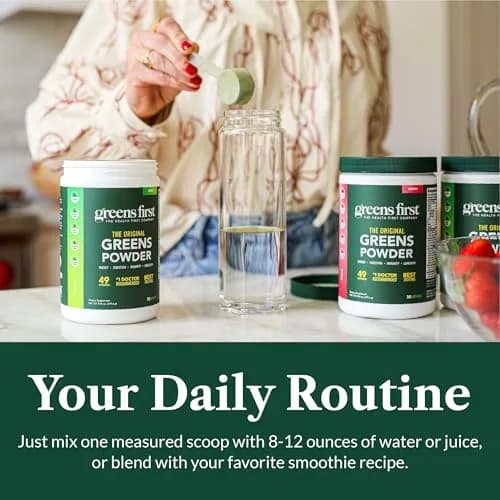 Greens First Original Greens Powder - 49 Superfoods - Organic Fruits & Veggies - Probiotics & Digestive Enzymes - Antioxidant Smoothie - Dairy Free, Vegan & Non-GMO - Chocolate - 60 Servings | Complete Nutritional Support thumbnail 7