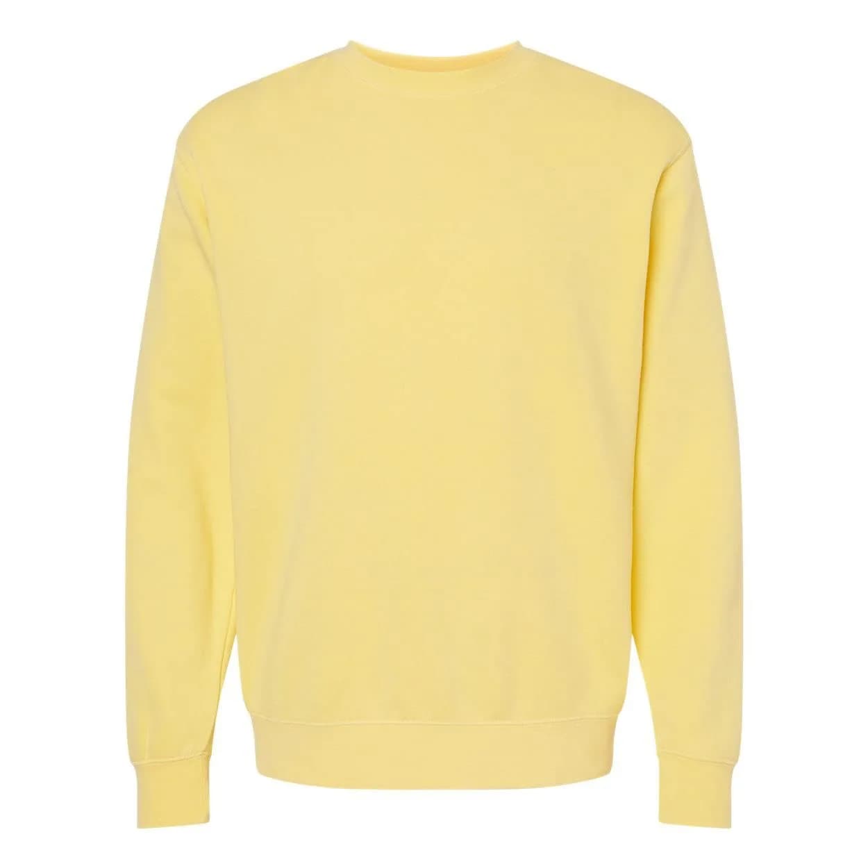 Independent Trading Co. Pigment-Dyed Crewneck Sweatshirt M Pigment Yellow | Long Sleeve Cotton Blend — Yellow