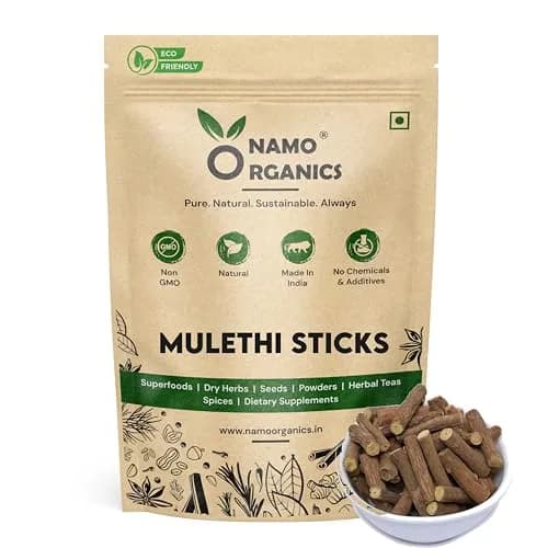 Namo Organics Mulethi Stick for Eating 100g (3.53 oz) | Organic Licorice Root for Throat thumbnail 1