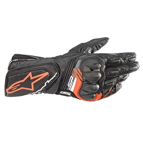 Alpinestars SP-8 V3 Black/Red Fluo Leather Motorcycle Gloves - Size Medium thumbnail 1