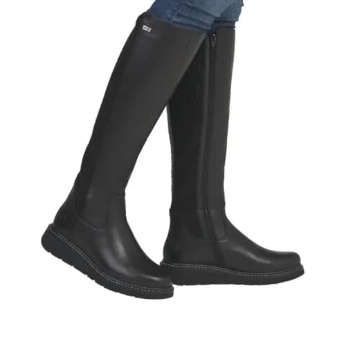 Remonte Women's Combat Knee High Boot, Black 9.5 | Water-Resistant Leather with Comfort Width thumbnail 4