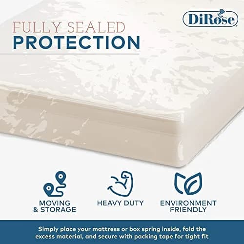 DiRose Clear Mattress Storage Bag for Queen Size - Heavy Duty 3.0 Mil Thick Plastic Protector | Waterproof & Reusable for Moving, Storage, Disposal thumbnail 4