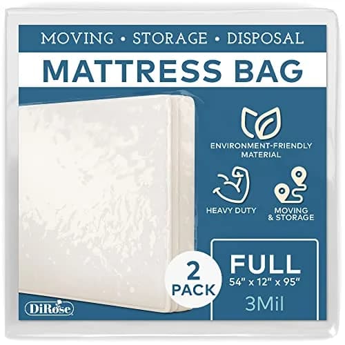 DiRose Mattress Storage Bag Full Size Waterproof Heavy Duty 2pk | Reusable Clear Plastic Moving Cover (54x12x95 in) thumbnail 1