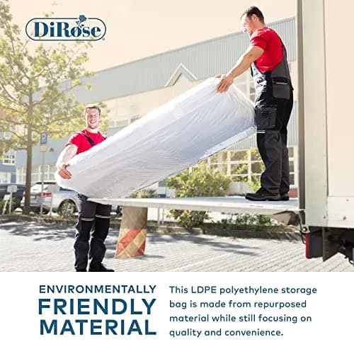 DiRose Mattress Storage Bag Full Size Waterproof Heavy Duty 2pk | Reusable Clear Plastic Moving Cover (54x12x95 in) thumbnail 6