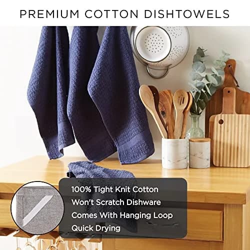 DII Basic Terry Collection Waffle Dishtowel Set, 15x26, Solid Brown | Absorbent Cotton Kitchen Towels thumbnail 5