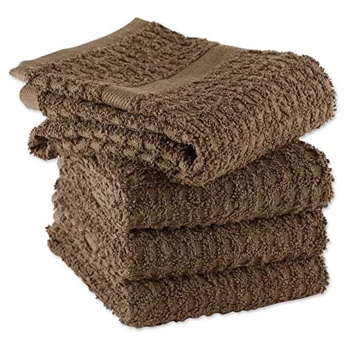 DII Basic Terry Collection Waffle Dishtowel Set, 15x26, Solid Brown | Absorbent Cotton Kitchen Towels thumbnail 2