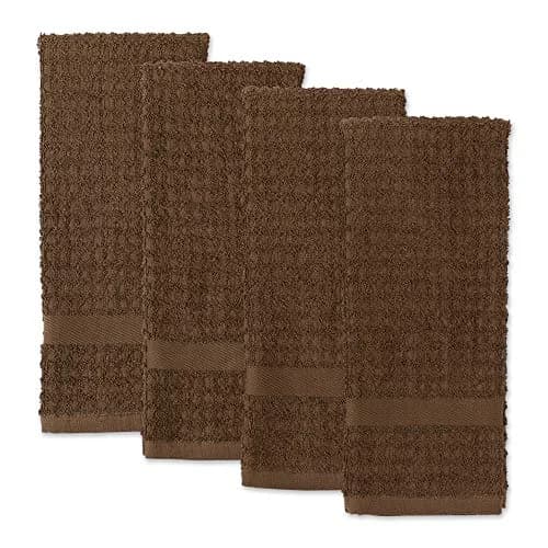 DII Basic Terry Collection Waffle Dishtowel Set, 15x26, Solid Brown | Absorbent Cotton Kitchen Towels thumbnail 4