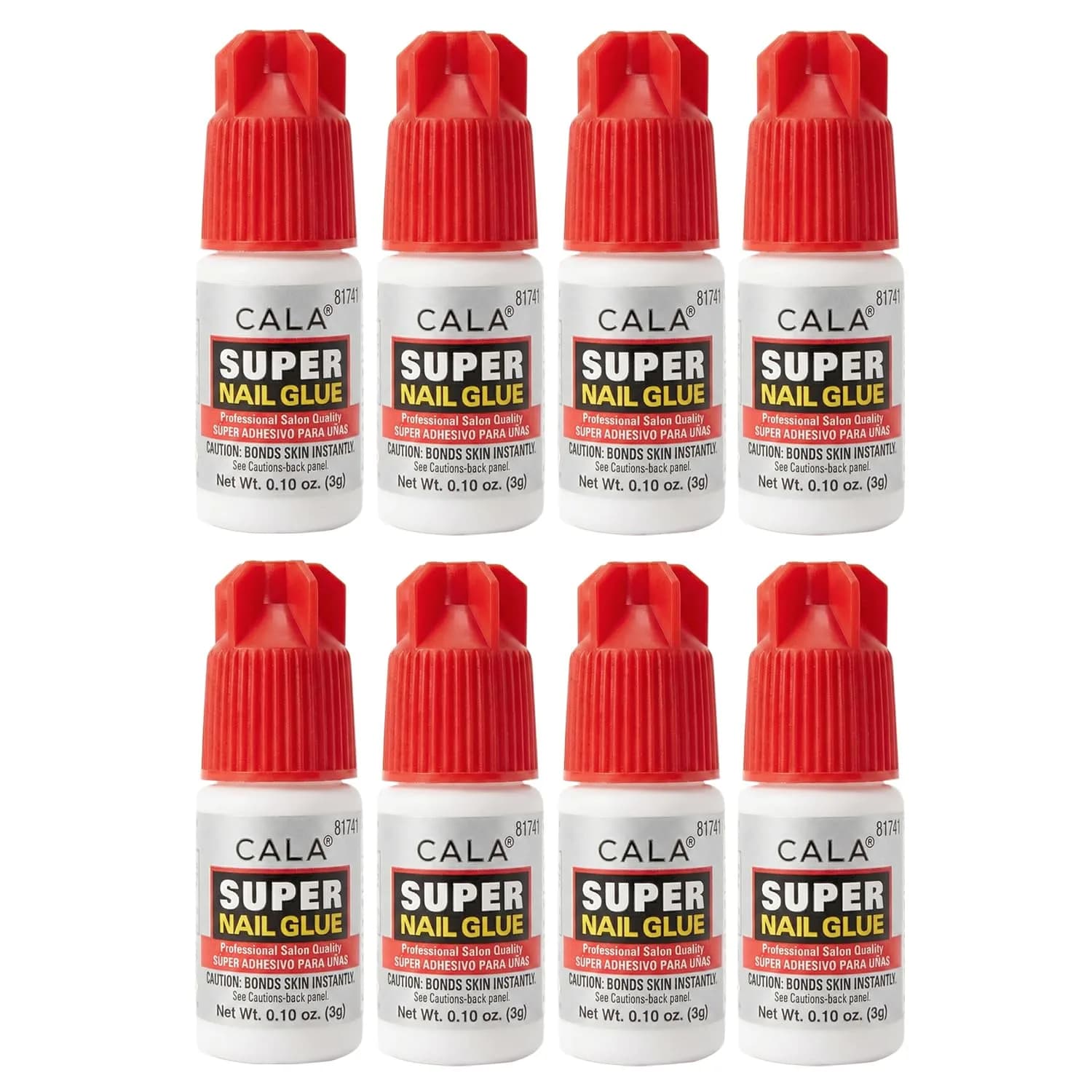 CALA Super Nail Glue 0.10 Oz (Pack of 8) | Quick Dry Salon Quality Nail Adhesive