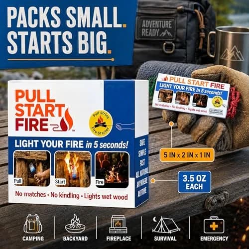 Pull Start Fire Solid Fire Fuel 6 Pack | Waterproof, Windproof, Burns 30 Min thumbnail 6