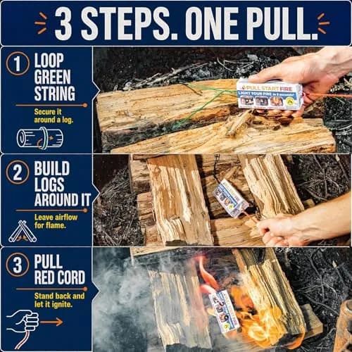 Pull Start Fire Solid Fire Fuel 6 Pack | Waterproof, Windproof, Burns 30 Min thumbnail 3