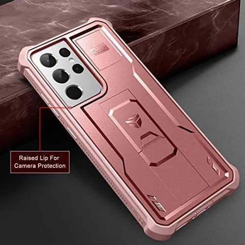 Dexnor Galaxy S21 Ultra Case with Screen Protector & Kickstand | Heavy Duty Shockproof Cover in Rose Gold thumbnail 7