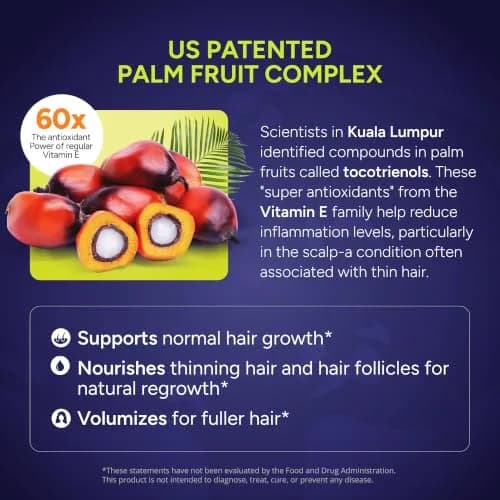 NEW NORDIC Hair GRO Tablets Biotin & Tocotrienol Complex 180 Count | Vegan, Gluten-Free, Scandinavian Quality thumbnail 7