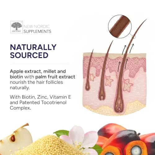 NEW NORDIC Hair GRO Tablets Biotin & Tocotrienol Complex 180 Count | Vegan, Gluten-Free, Scandinavian Quality thumbnail 8