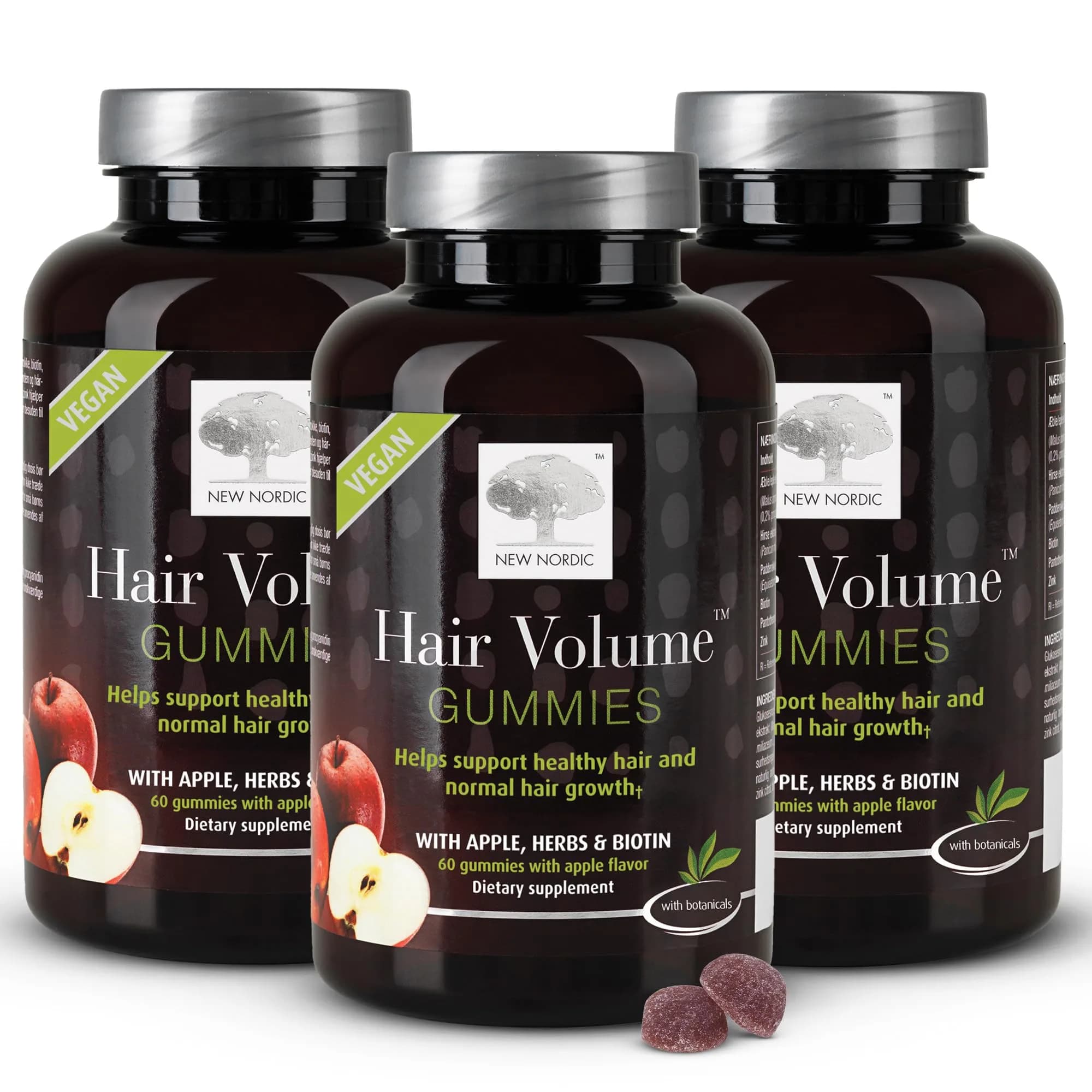NEW NORDIC Hair Volume Daily Biotin Support Gummies 60 Count (Pack of 3) · Delicious vegan biotin gummies for hair growth - main product image
