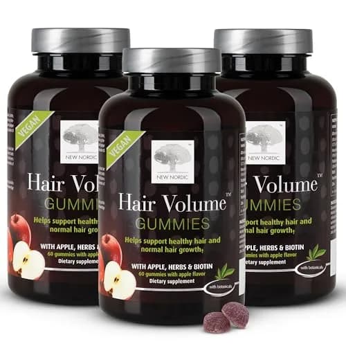 NEW NORDIC Hair Volume Daily Biotin Support Gummies 60 Count (Pack of 3) · Delicious vegan biotin gummies for hair growth thumbnail 1