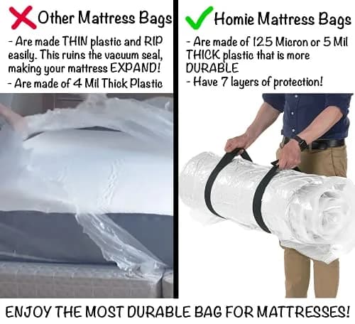 Homie Mattress Vacuum Bag for Moving, Vacuum Seal Compression Storage for Cal-King Mattresses | Reusable & Leakproof thumbnail 5