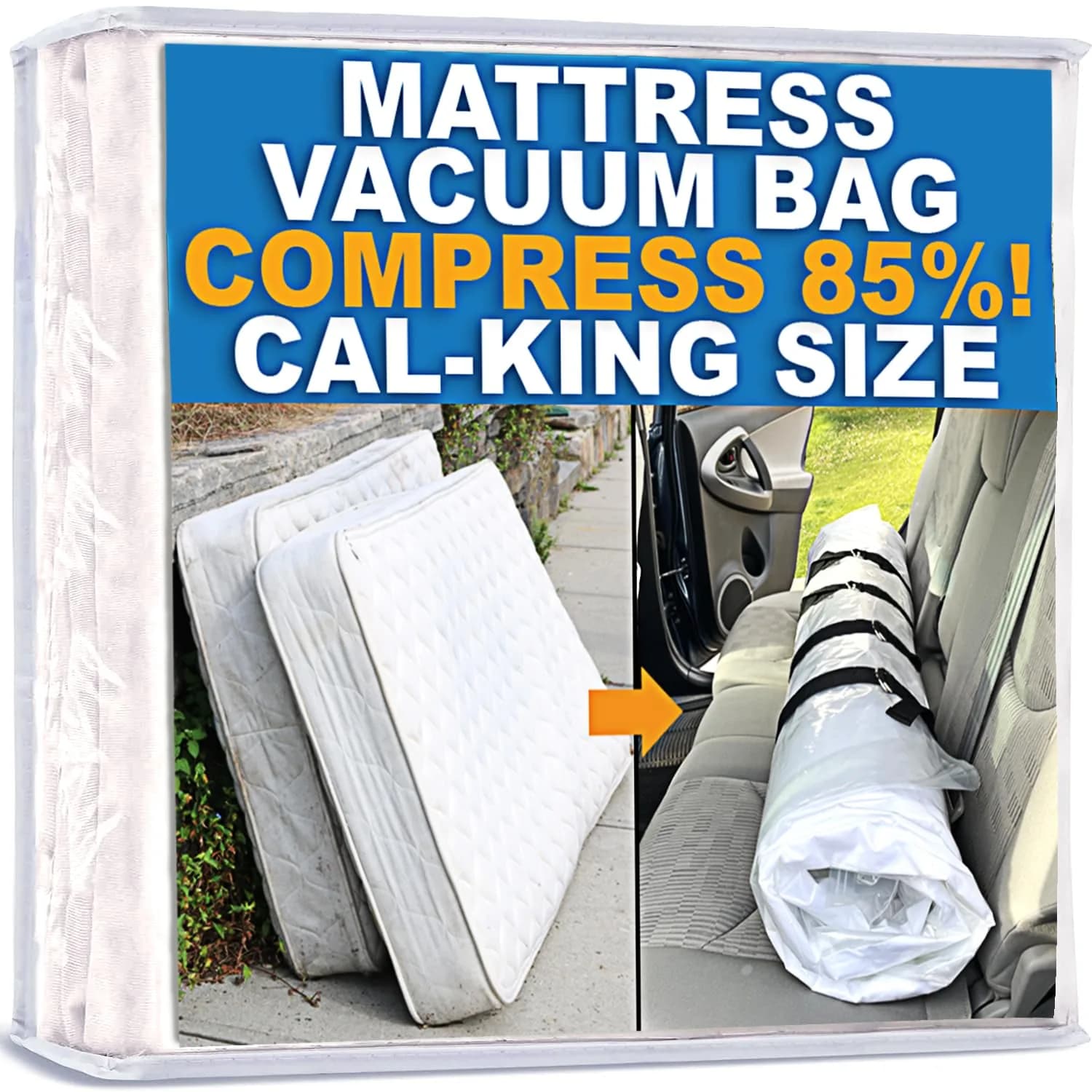 Homie Mattress Vacuum Bag for Moving, Vacuum Seal Compression Storage for Cal-King Mattresses | Reusable & Leakproof — California King
