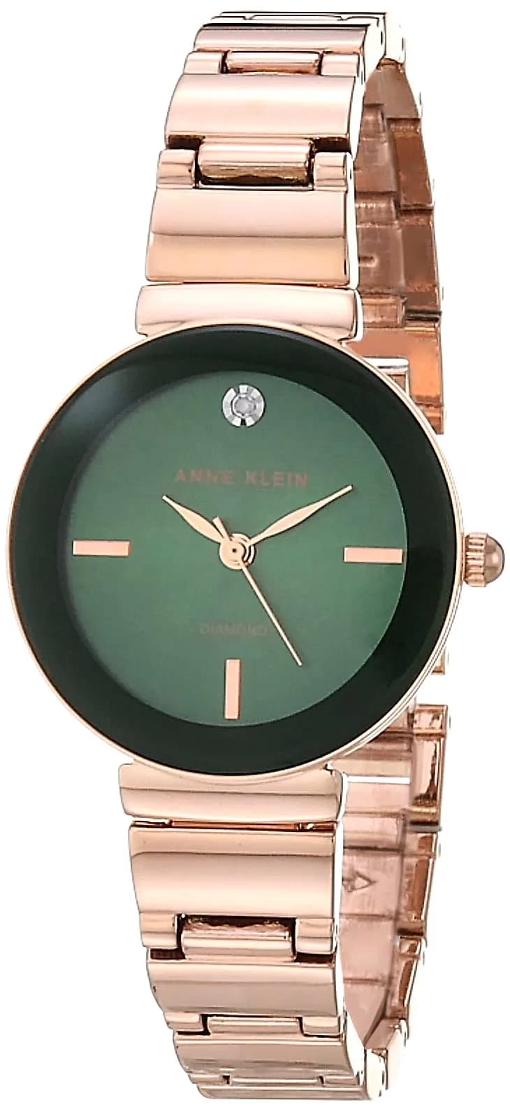 Anne Klein Women's Genuine Diamond Dial Bracelet Watch 28mm (1.1 inches) | Elegant Two-Tone Quartz Timepiece — Rose Gold/Green