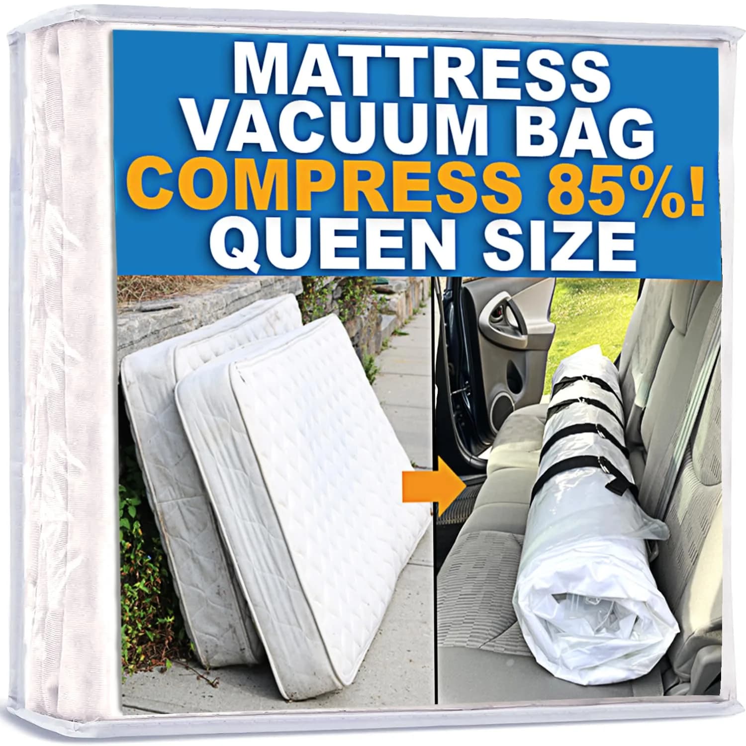 Homie Mattress Vacuum Bag for Moving, Compression & Storage (Full Size, Clear) | Reusable & Airtight Protection