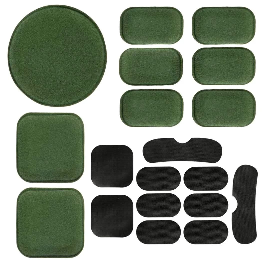 AOUTACC Universal Airsoft Helmet Pads | Foam Replacement Kit for Fast-Style/Mich/ACH (Gray, Medium) — Green
