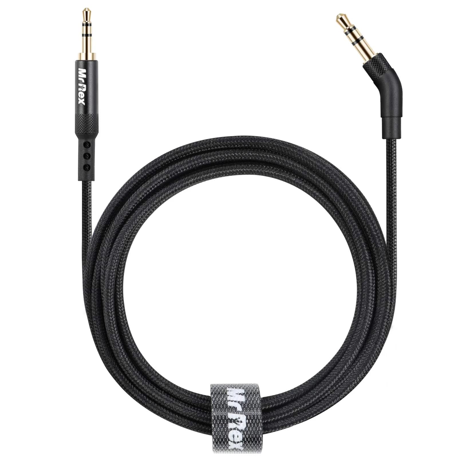 Mr Rex 2.5mm to 3.5mm Audio Cable 8ft (2.5m) | Nylon Braided Aux Cable for Bose QC Headphones & JBL Headsets — Black