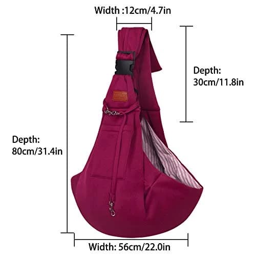 FDJASGY Small Dog Sling Carrier Fuchsia | Hands-Free Adjustable Pet Travel Bag for Small Dogs & Puppies (12 lbs Max) thumbnail 4