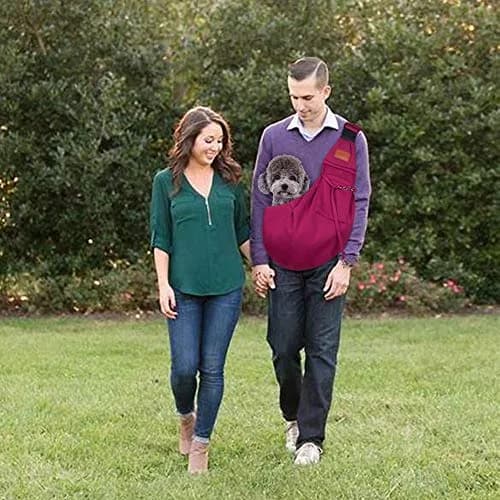 FDJASGY Small Dog Sling Carrier Fuchsia | Hands-Free Adjustable Pet Travel Bag for Small Dogs & Puppies (12 lbs Max) thumbnail 8